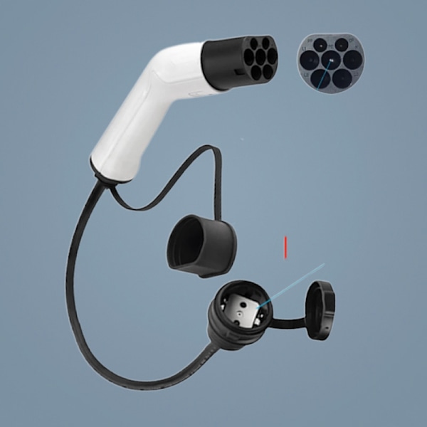 Type 2 til Schuko 16A EV Ladeadapter - Hvit & Svart{hh]