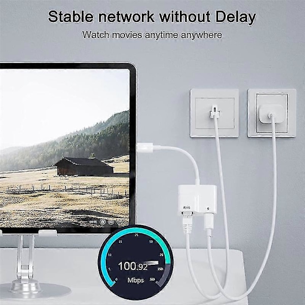 Usb C - Ethernet -sovitin, Usb Type C - Rj45 Gigabit Ethernet Lan -sovitin Pd 60w -laturilla, Air/pro:lle