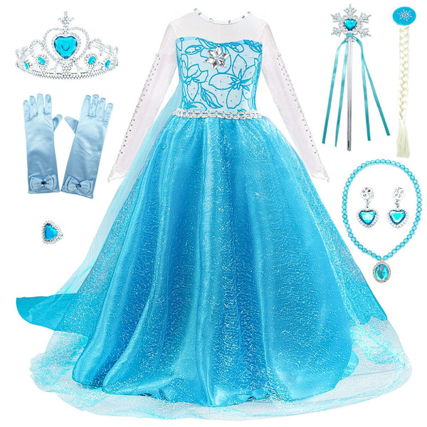 Elsa princess dress + tiara/braid/gloves-WELLNGS