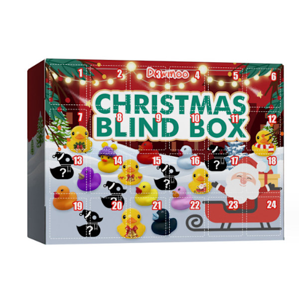 Julekalender 24 Rum Kreative Legetøj Jul Gummiand Legetøj Blind Box Lille Gul And Jul Blind Box Model D