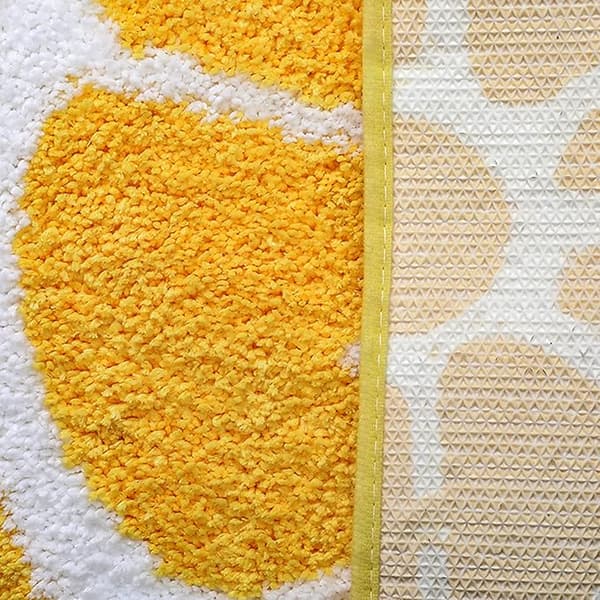 Halvrund badrumsmatta, mjuk mikrofiber, citronformad, halkfri