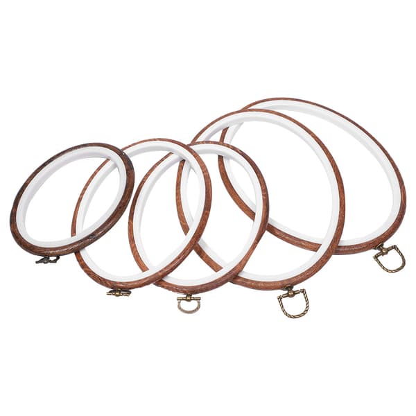5 Pcs Embroidery Hoop, Circle, Cross Stitch Frame, Oval Frame, Retro DIY Accessories 0.8