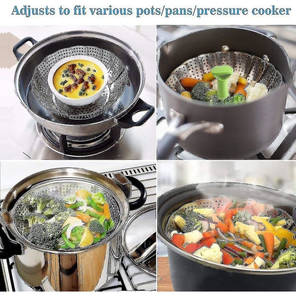 Steamer Insert For Pot - Folding Steamer Insert For Cooking Pots, Stainless Steel, Fits Different Size Pot With Anti-hot Feature