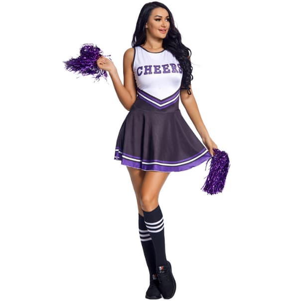 Cheerleader kostume til kvinder Halloween outfit sort sort black M