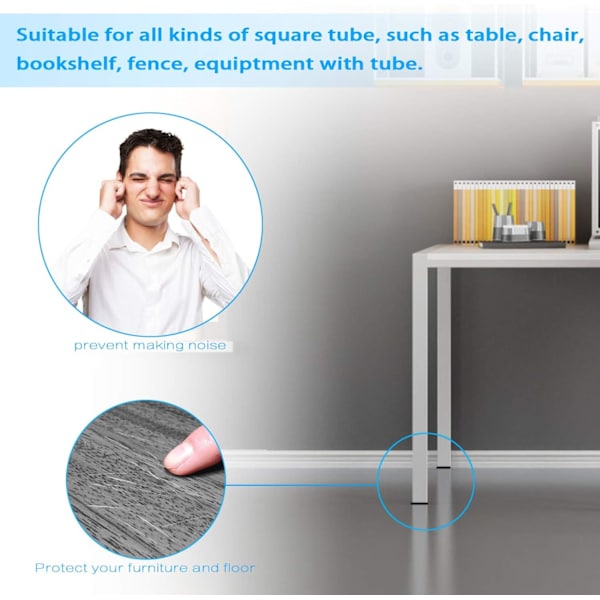 25 st plast fyrkantsrör pluggar, möbelbenskydd, metallrörsplugg, hållbar, halkfri och praktisk, 40x40mm inre fyrkantig plastplugg{EE}