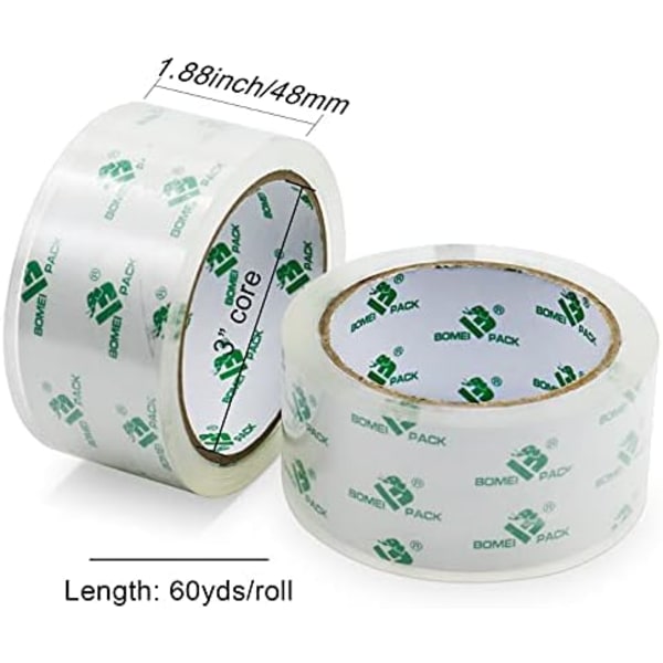 Kristallklar Packtejp, 6 Rullar 2Mil x1.88 60 Yards