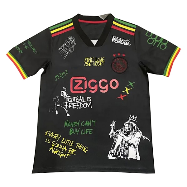 21/22 Ajax 3. divisjon Bob Marley spesialutgave fotballtrøye for menn svart Svart Black 2XL