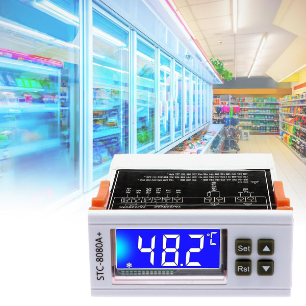 Stc-8080a + 12/24/220v Intelligent Temperaturregulator Enkelsond Automatisk avfrostning Enkel att använda Digital kylskåpstermostat för kylförvaring