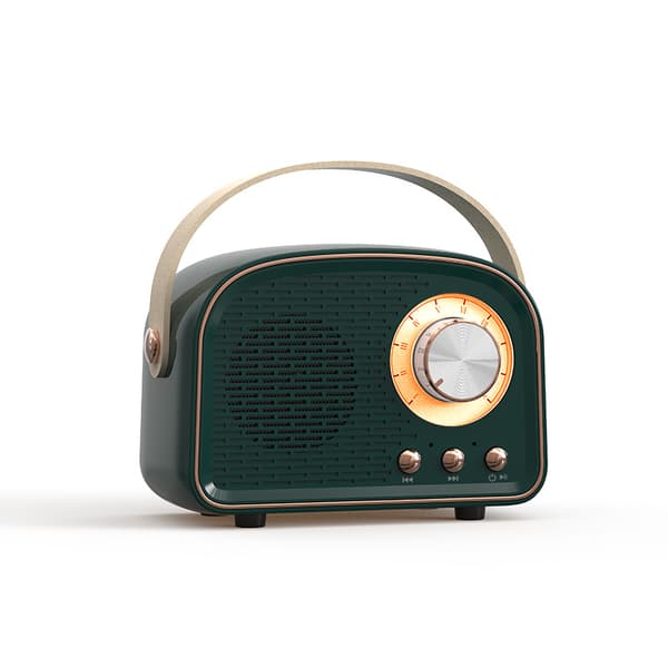 Vintage Bluetooth-högtalare Portabel Trådlös Mini-högtalare Retrodesign Mörkgrön Heminredning Present