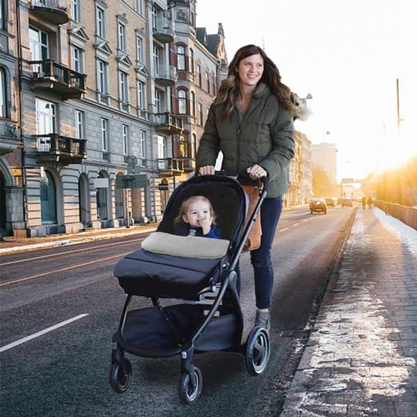 Universal vognpose for vinter - Mykt vanntett babyfotdeksel - Vindtett varm barnevognpose gery