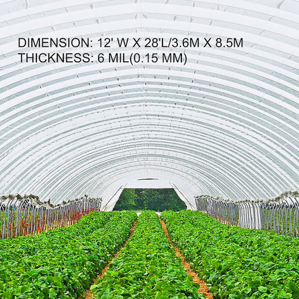Drivhusfilm 3,6 x 8,5 meter, drivhusplast klar plastfilm UV-bestandig