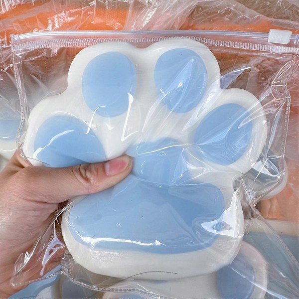 Handgjorda Taba Squishy Stora Kattfot Silikon Klämleksaker för Stresslindring, Kattfot Jättefot Squishy Sensoriska Leksaker för Ångest & Avkoppling Blue