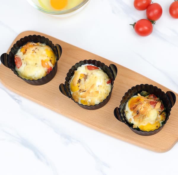 Airfryer Tilbehørssett 6 Deler Eggformer Silikon Bakekopper BPA-fri Universal Passform Svart