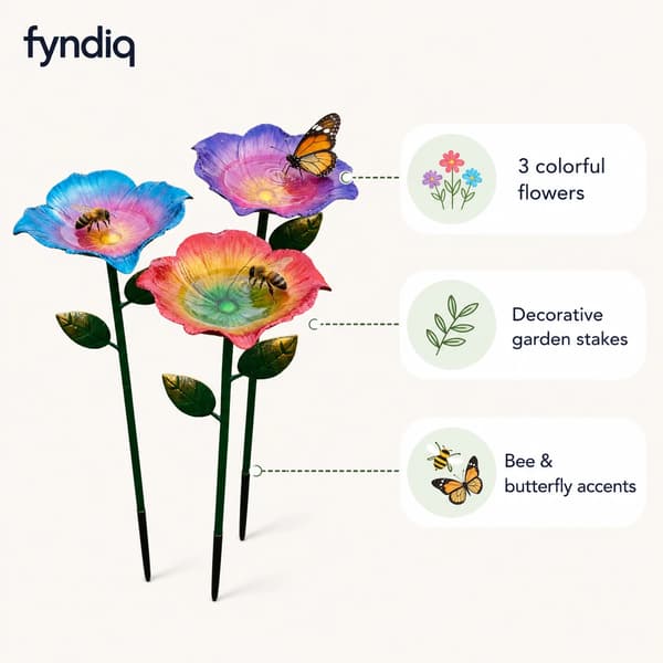 Farverige Haveblomstervandskåle til Bier og Sommerfugle, Udendørs Dekorative Blomsterskåle Light blue