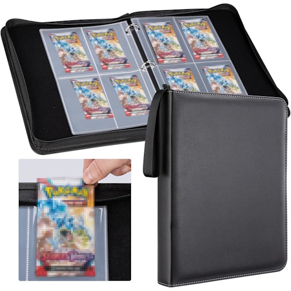 Boosterpakke-binder som rommer 48 boosterpakker, 4-lommers boosterpakkeholder med 12 boosterpakkehylser, boosterpakke-displaybeskytter, binderen er en gave