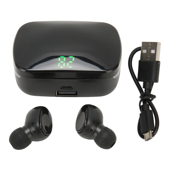 Trådlösa öronsnäckor IPX7 Vattentäta Tung Bas Brusreducerande Mini Bluetooth 5.3 Hörlurar med Laddningsfodral för Sport