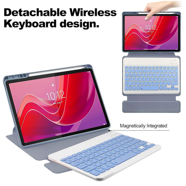 Kotelo Lenovo Tab M11/Xiaoxin Pad 11 2024 PU+Akryyli Tabletin Jalustakansi Bluetooth-näppäimistöllä, Monivärinen Multicolor Style E