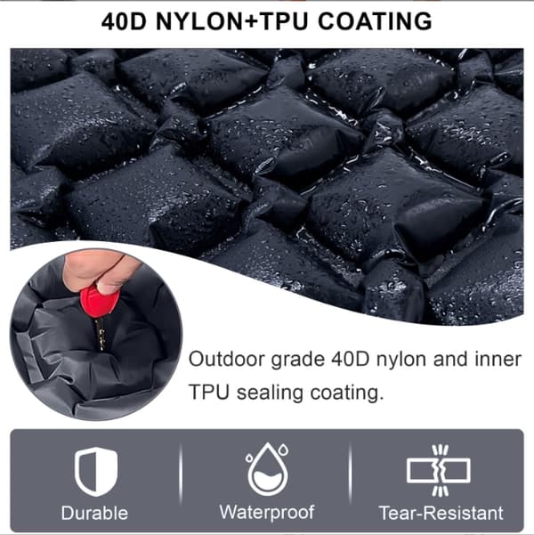 Self-Inflating Camping Mattress: Thick and Lightweight Single Camping Mattress Inflatable and Connectable Double Camping Mat and Compact Dark Blue Dark Blue Single sleeping pad