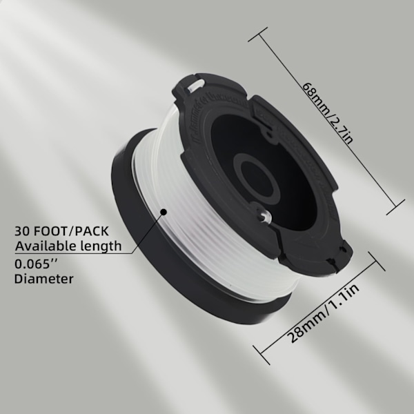 (ee) 6-pakning erstatningstrimmertråd for Black & Decker STC1820 ST5530 GLC1823L20 gresstrimmer