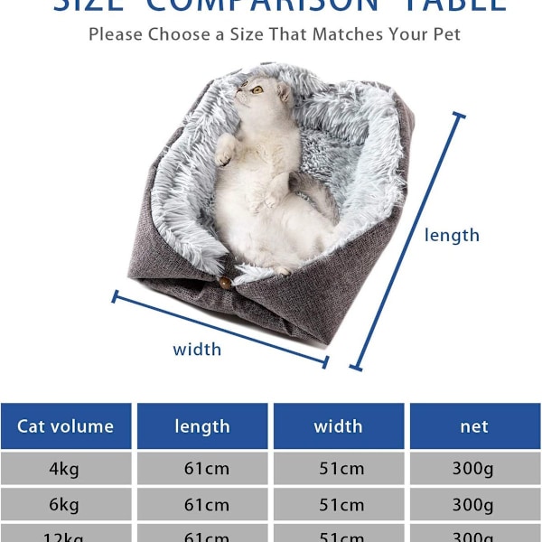 Katteseng, vaskbar fluffy kattematte - 2-i-1 myk sofateppe