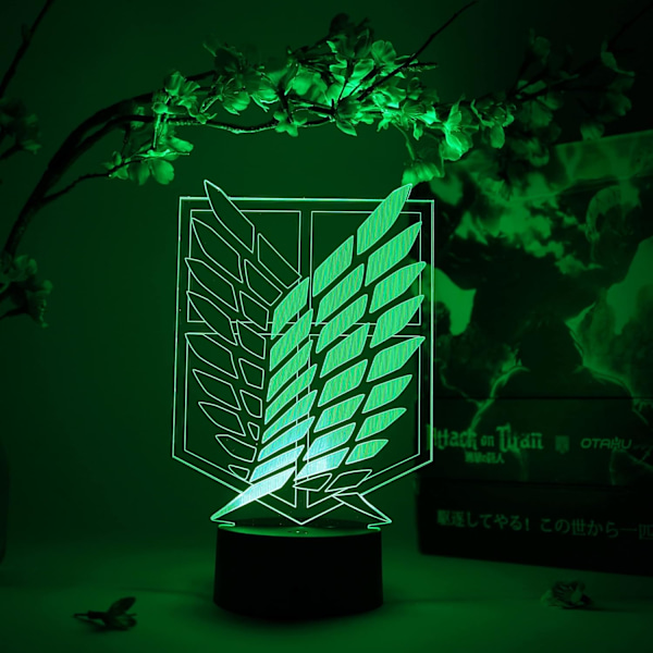 Scout Regiment Symbol Otaku Lampe – Attack on Titan – Anime Lampe Figur Natlampe, 16 Farver RGB LED – Fjernbetjening