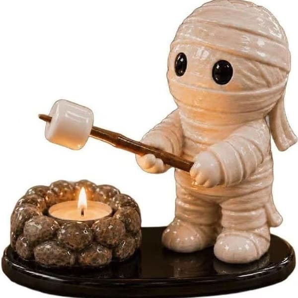 Kreativ Lägerelds-Värmeljushållare Unik Heminredning Campfire Tea Candlestick - Ghost