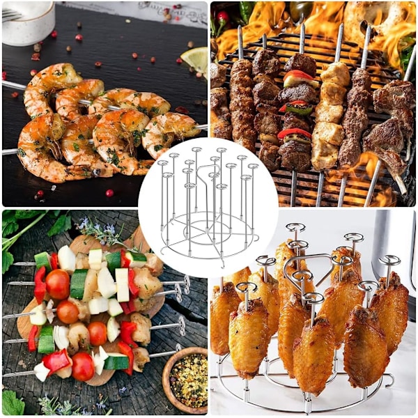 Grillspydholder i rustfrit stål, kompatibel med Airfryer, 6L grillspydholder, Airfryer BBQ tilbehør (6QT)