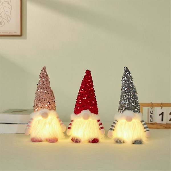 30cm Hehkuva LED Joulu Nukke Tonttu Joulupukki LED-valoilla Joulukoriste Kotiin Joulu Navidad Uusi Vuosi