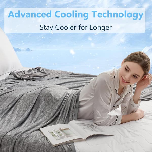 Sommerkølende tæppe - Dobbeltsidet kølende effekt, velegnet til alle årstider, maskinvaskbart, glaskølende airconditiontæppe. Light blue 100*150cm