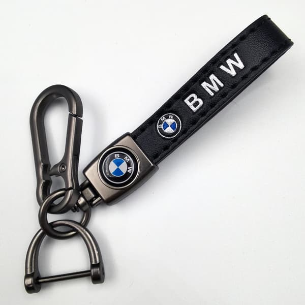 Biltema Läder Nyckelring | Robust Nyckelring | Nyckelring och Krok Passande Silverdetaljer Silver Hardware BMW