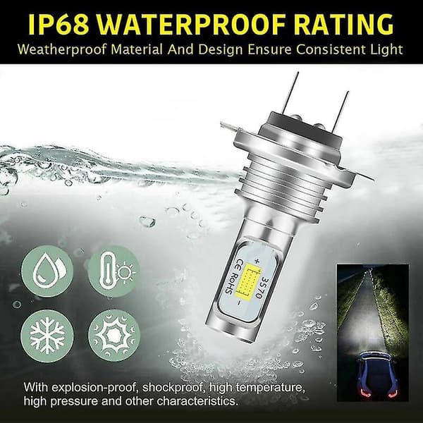 H7 LED Canbus Forlygte H7 LED Nærlys Pærer 6000k IP 68 CSP 3570 LED-chips