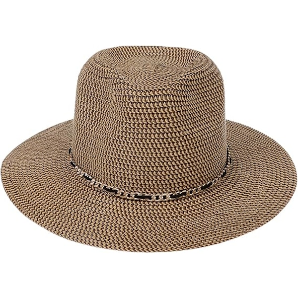 Sommer Stråhat, Bredskygget Sammenfoldelig Dame & Herre, One Size, Strandhat{ee] A coffee + khaki
