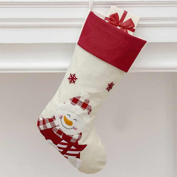 Julstrumpor Set 4 st Julstrumpa Tomte Snögubbe Strump Hållare Ornament Presentpåsar för Familj Träd Festtillbehör