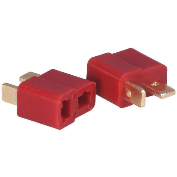 20 T-Plug Deans Stik Han & Hun Stil | 40 stykker krympeflex | Egnet til RC bil, båd, fly, helikopter, LiPo 7.4 batteri, rød, plast