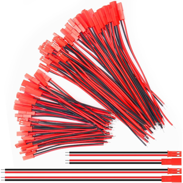 40 JST 22 AWG-liitintä, 2-napainen uros ja naaras, 10 cm pituus 15 cm - täydellinen LED-valoihin, lamppuihin, RC-akuihin ja leluihin
