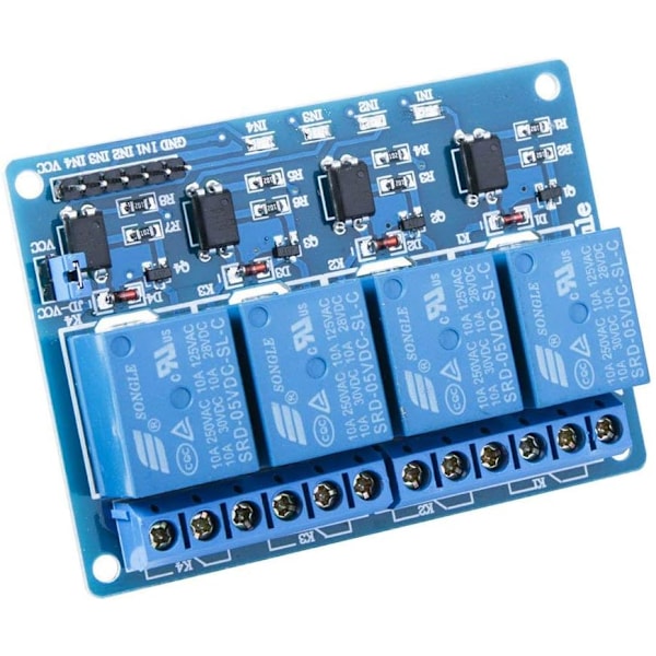 4-kanavainen 5V relemoduuli - | Yhteensopiva UNO R3, Mega 1280, Arm DSP, PIC AVR, Raspberry Pi | Tila LED | Suuri teho