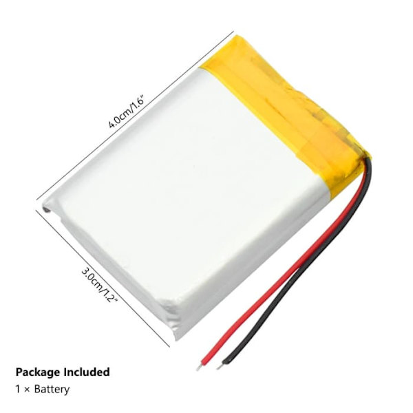 Ladattava Lipo-akku 803040 3.7V 1000mAh | Yhteensopiva kaiuttimien, Bluetoothin, GPS:n, Radiofly Space Kondor -droonin kanssa | PCM-suojaus, keltainen