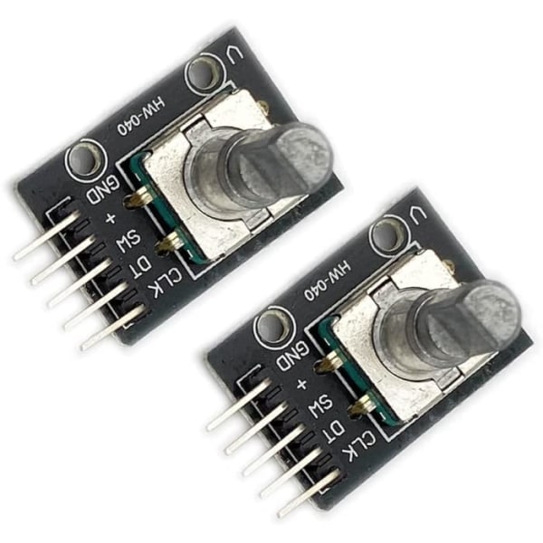 Roterande kodarmodul KY-040 2 stycken | För Raspberry Pi och Arduino | Vridbar och tryckbar ratt | Idealisk för volymjustering och räkning, metall