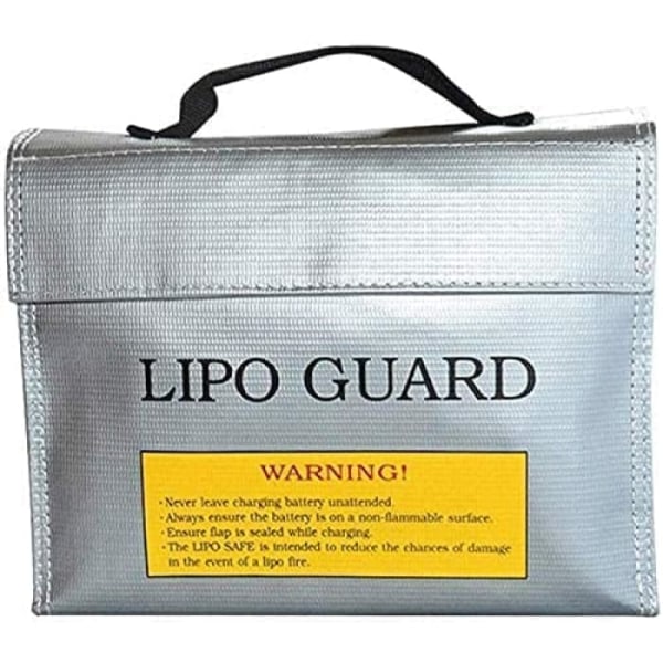 Brandhæmmende taske til Lipo-batterier | Høj sikkerhed under opladning og opbevaring | Brand- og eksplosionsbeskyttelse, Sølv, 240x64x180 cm, Plast