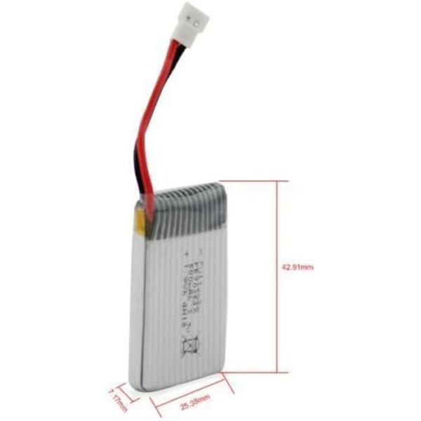 2 st Lipo-batterier 3.7V, 500mAh Lipo för Rc Drones Quadcopters Syma X5 X5C X5SC X5SW, Cheerson CX-30W, Skytech M68, Wltoys F949, JJRC H5C