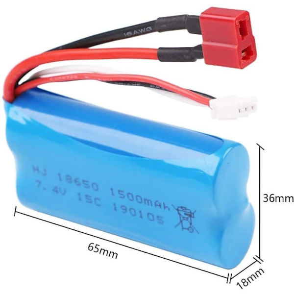 1 st Li-Ion-batteri 7,4 V 1500 mAH för 12428 / FY01 / FY02 / FY03 Uppladdningsbara tillbehör Reservdelar för fjärrstyrda RC-bilar