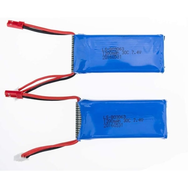 2 kpl ladattavaa Lipo-akkua (7,4 V 1200 mAh) Rc Quadricopter -lennokeille MJX X101, Yizhan X6 Tarantula, JJRC H16