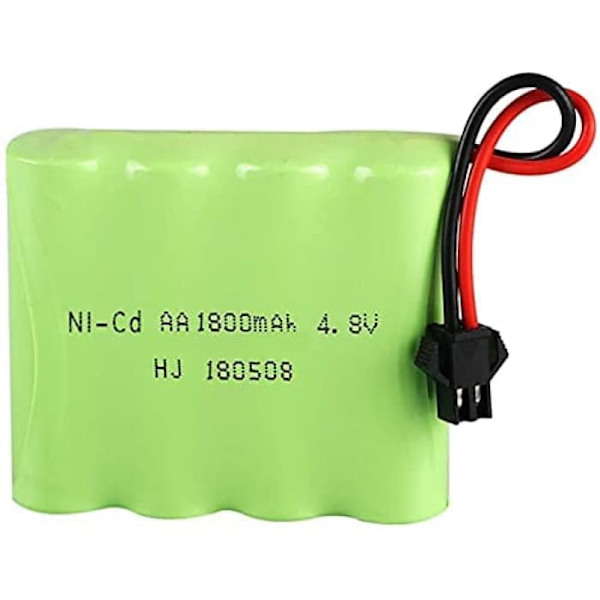 Genopladeligt Ni-Cd-batteri 4.8V 1800mAh til RC-biler | Størrelse 60x51x15mm, vægt 80g | Kompatibel med SHARKOOL, Doulbe E, SIMREX A130, Grøn