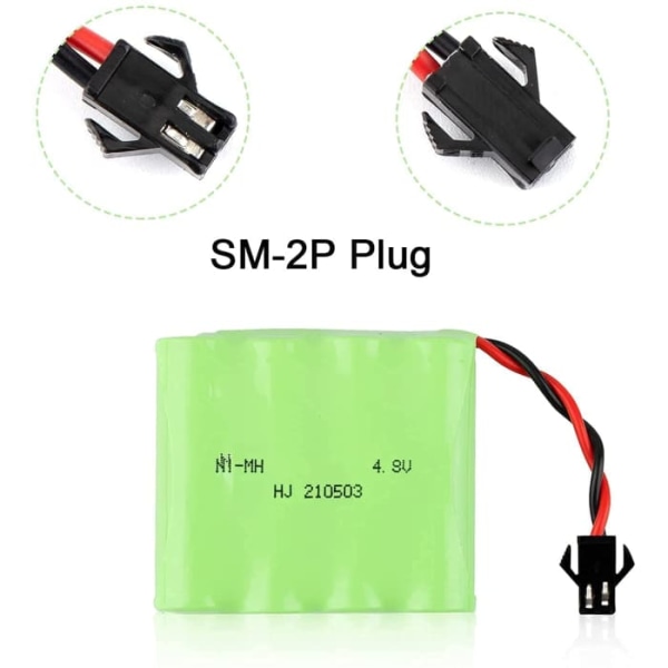 Ni-MH 4.8V 1200mAh akku kauko-ohjattaviin autoihin | USB-laturi mukana | Pikalataus, Yli 18 minuutin käyttöaika, Vihreä, 55x48x15 mm - 84 gr