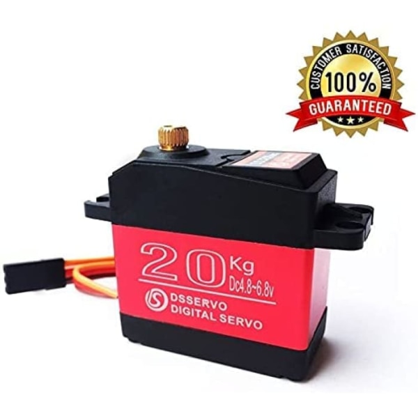 Digital Servo DS3120MG 20kg | Vattentätt aluminiumskal | Reglervinkel 180° | Högt vridmoment för RC-bil, röd, metall