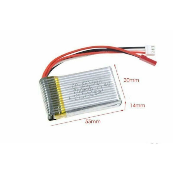 Sæt med 3 LiPo-batterier 7.4V 700mAh til MJX X600 Drone | Batteristørrelse: 55 X 30 X 17 mm - Vægt: 52 gram | Genopladelig, Høj Kapacitet, Sølv