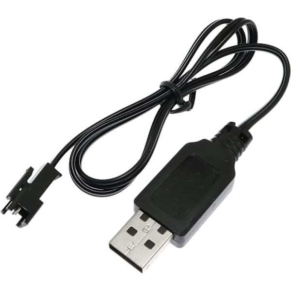 SM-2P 250mAh USB-latauskaapeli RC-autoon, Ni-MH 4.8V | Nopea lataus, yli 18 minuutin peliaika | Sopii droneille, autoradioille, musta, muovi