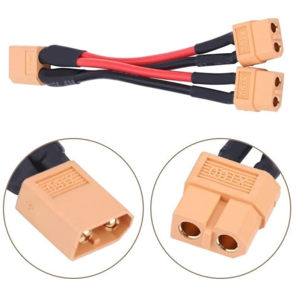 XT60-sovitin rinnakkaiselle akkuliitännälle 14Awg-kaapeli Rc Lipolle (1 naaras - 2 uros)