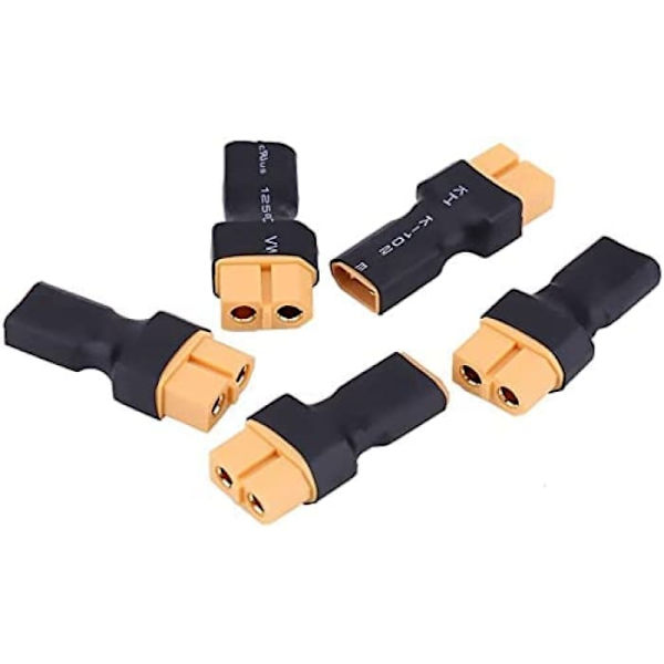 Batteriomvandlare Adapter Xt30 till Xt60 | 5 delar, robusta och lätta | För Pioneer Drones, Lipo Laddare, Stereos | Gul Svart, Plast
