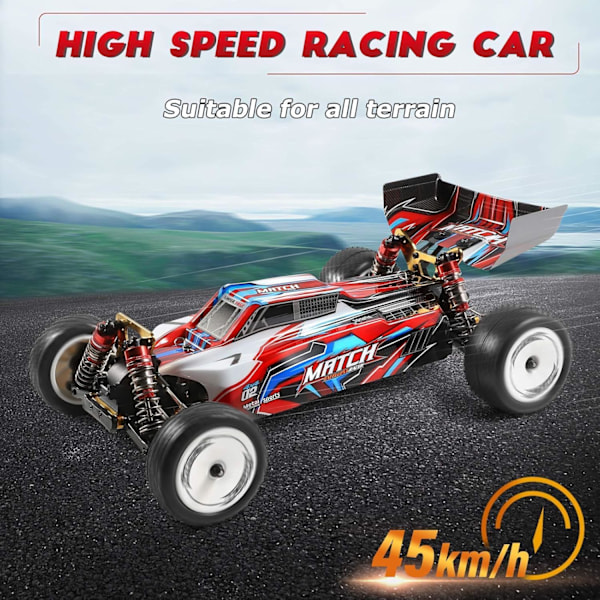 104001 RC-auto - Radio-ohjattava auto 45km/h huippunopeus | 1/10 4WD Off-Road Drift RC Buggy 2200mAh akulla | 2,4 GHz kilpa-ajo aikuisille ja lapsille